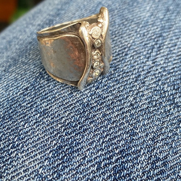 Silpada Cubic Zirconia Hand Hammered Sterling Ring R1441.   Size 8 - Picture 5 of 9